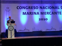 Fotografía del escenario en el Congreso de la Marina Mercante de Mexico